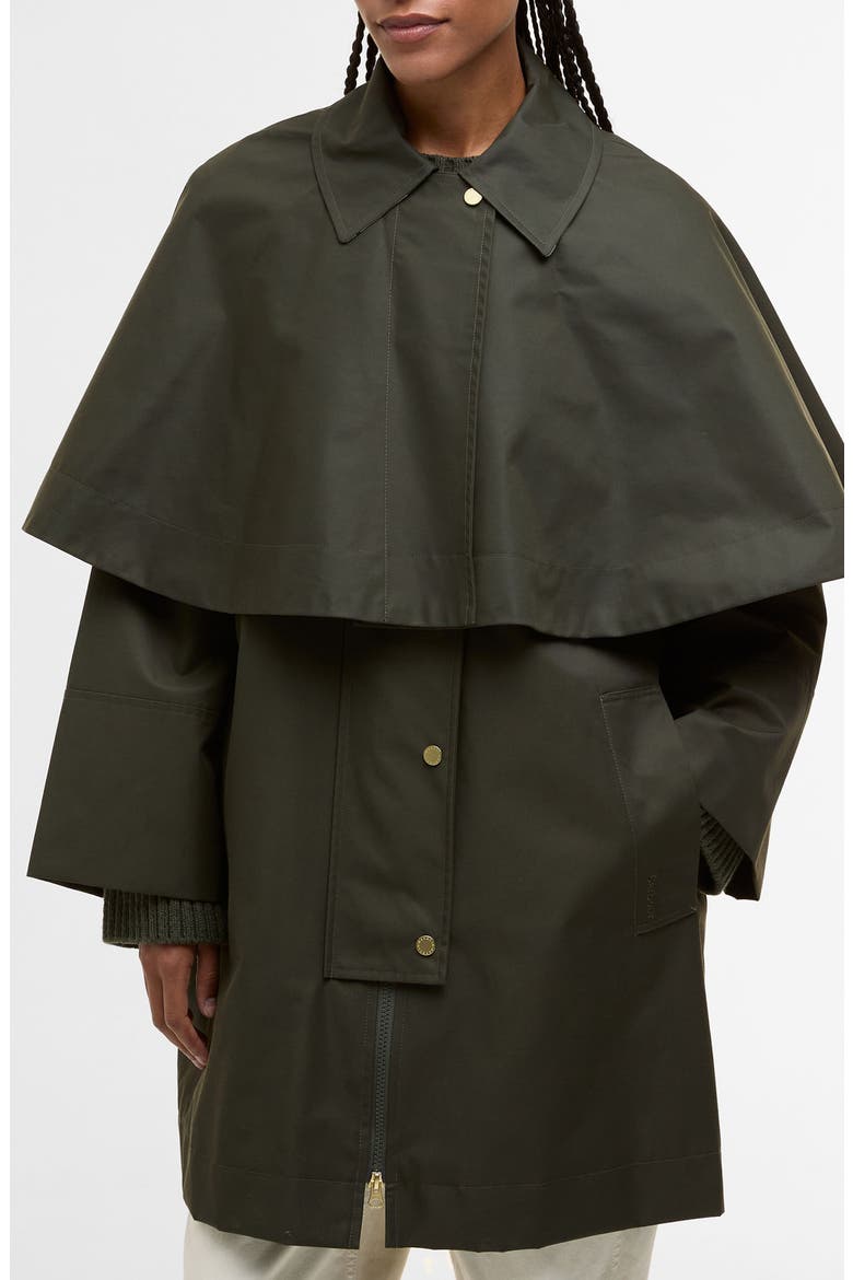 Fia Water Resistant Caped Twill Jacket, Main, color, SAGE/ ANCIENT POPLAR