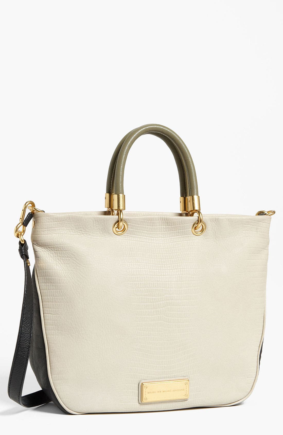 MARC BY MARC JACOBS 'Too Hot to Handle - Mini' Embossed Colorblock Shopper, Main, color, OYSTER