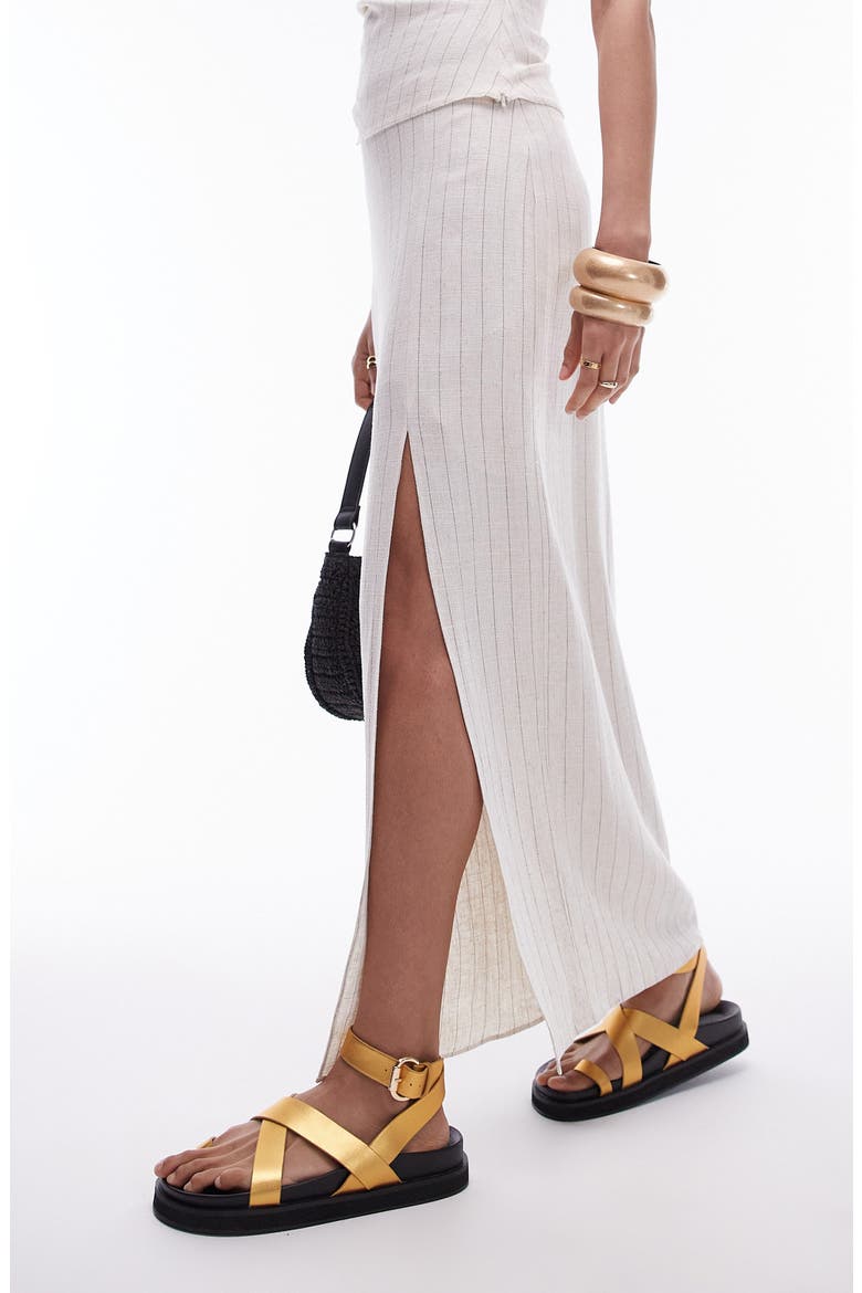 Pinstripe Maxi Skirt, Main, color, BEIGE