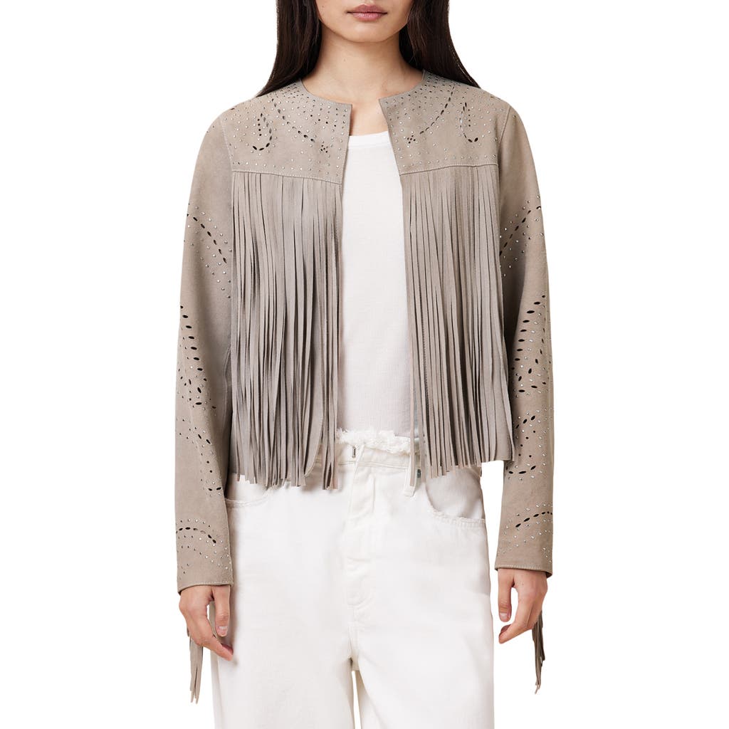 Allsaints Asta Studded Fringe Suede Jacket