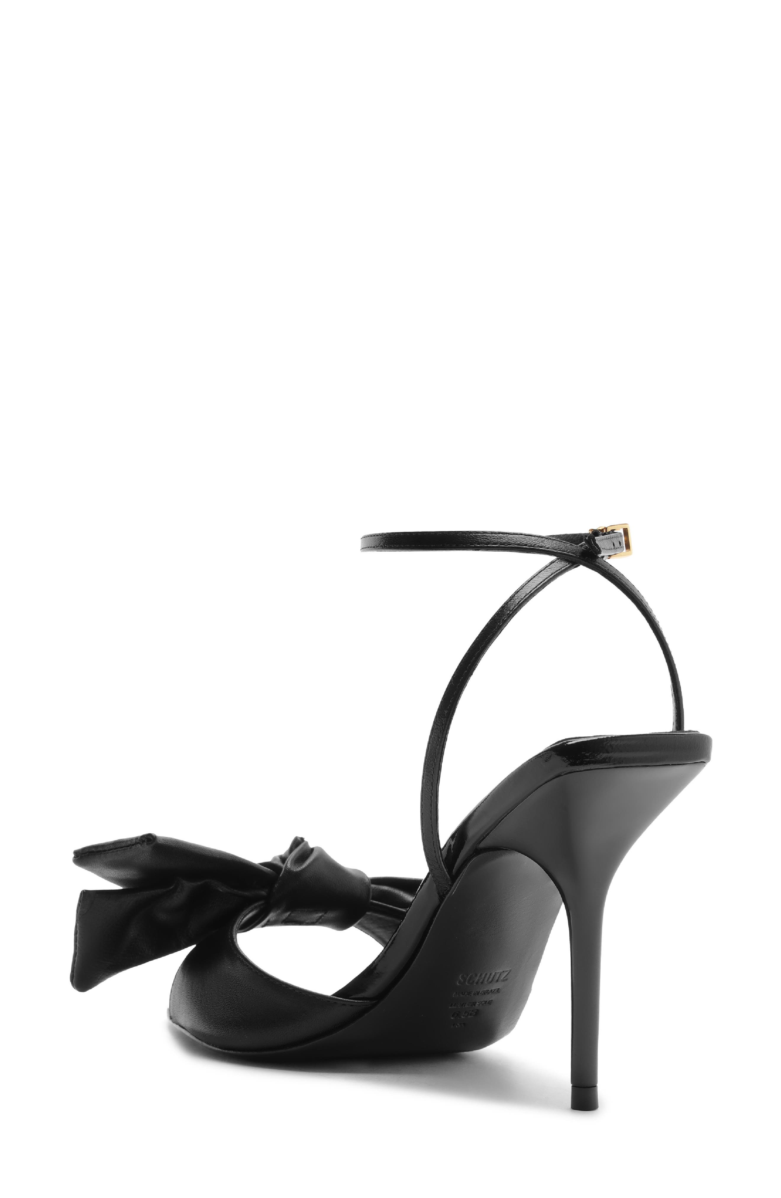 Schutz Elodie Bow Ankle Strap Sandal, Alternate, color, Black