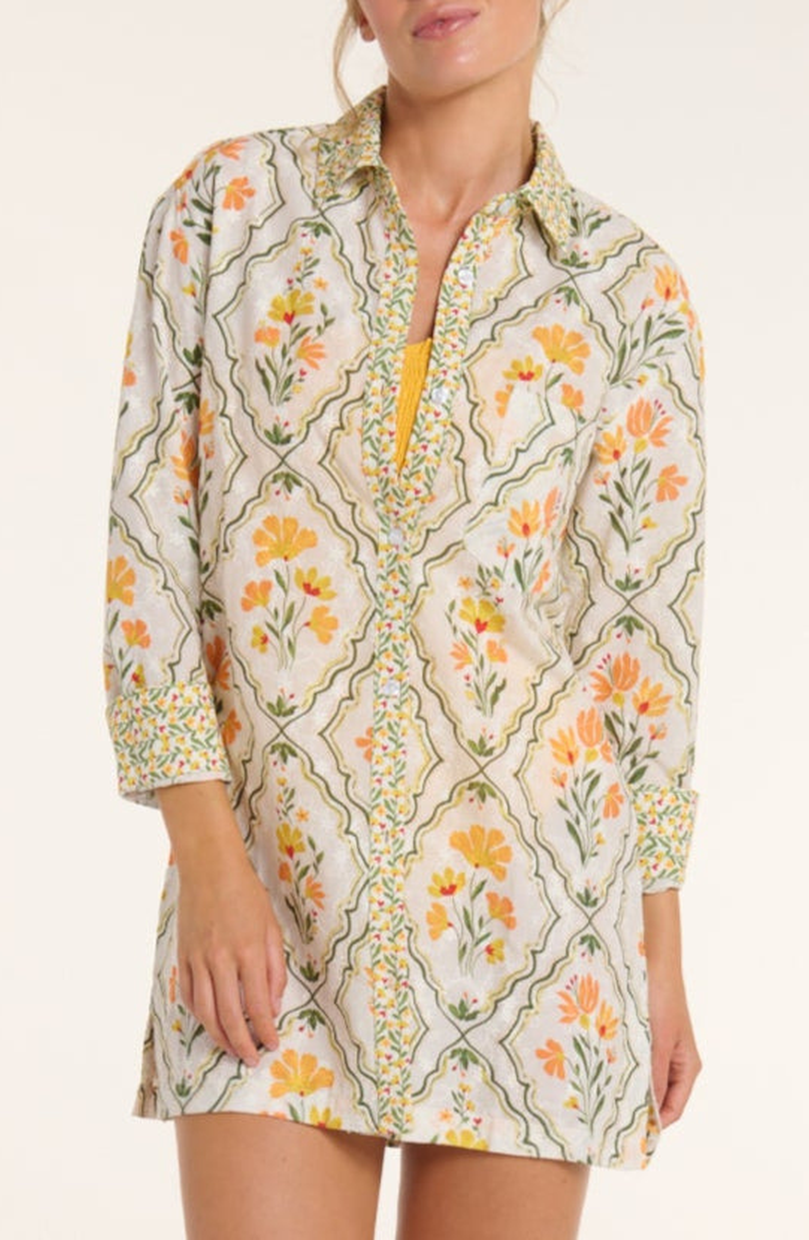 Marie Button Front Collared Shirt Dress