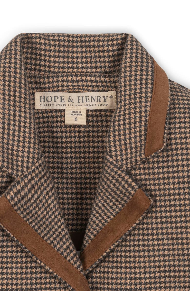 Hope & Henry Kids' Organic Brushed Cotton Dress Blazer, Alternate, color, Camel Houndstooth