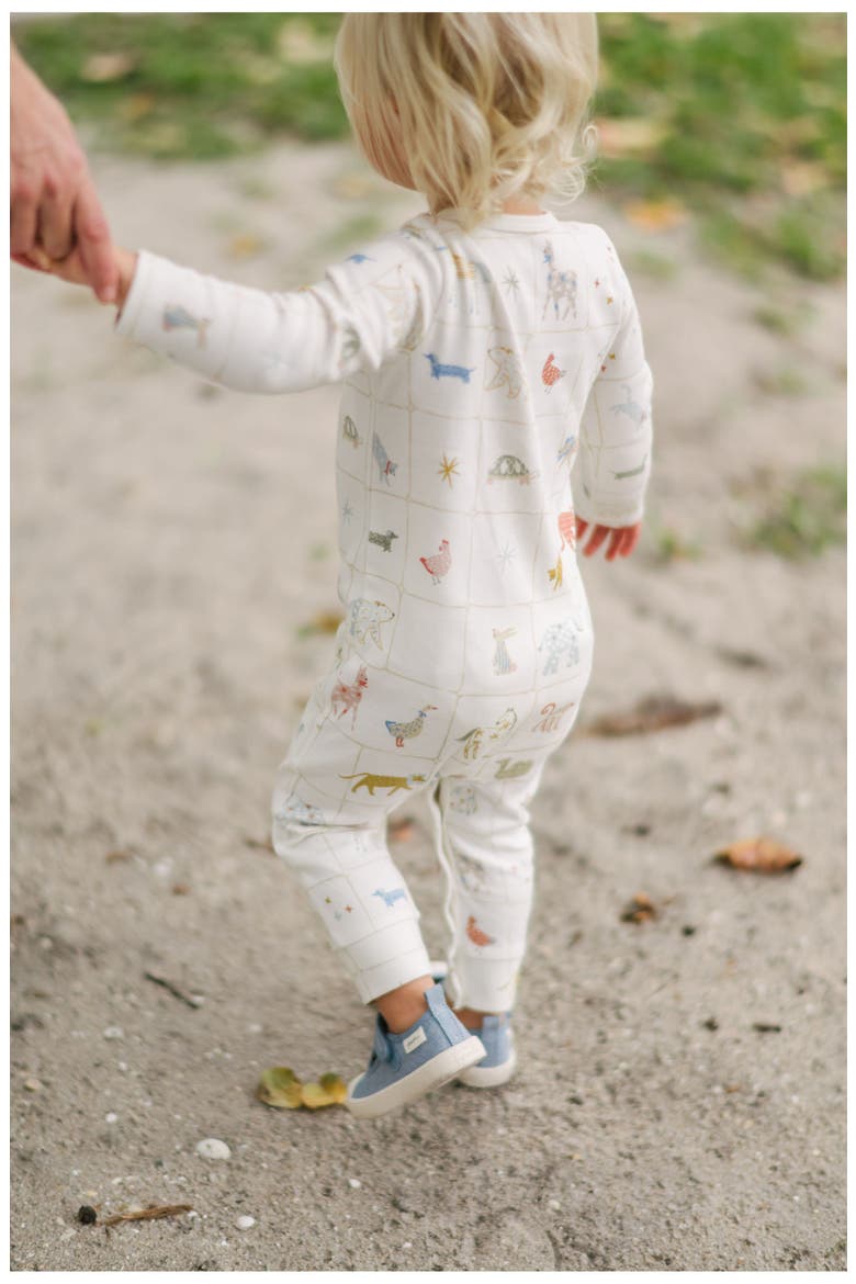 Long Sleeve Organic Cotton Henley Romper, Alternate, color, ANIMAL SHUFFLE