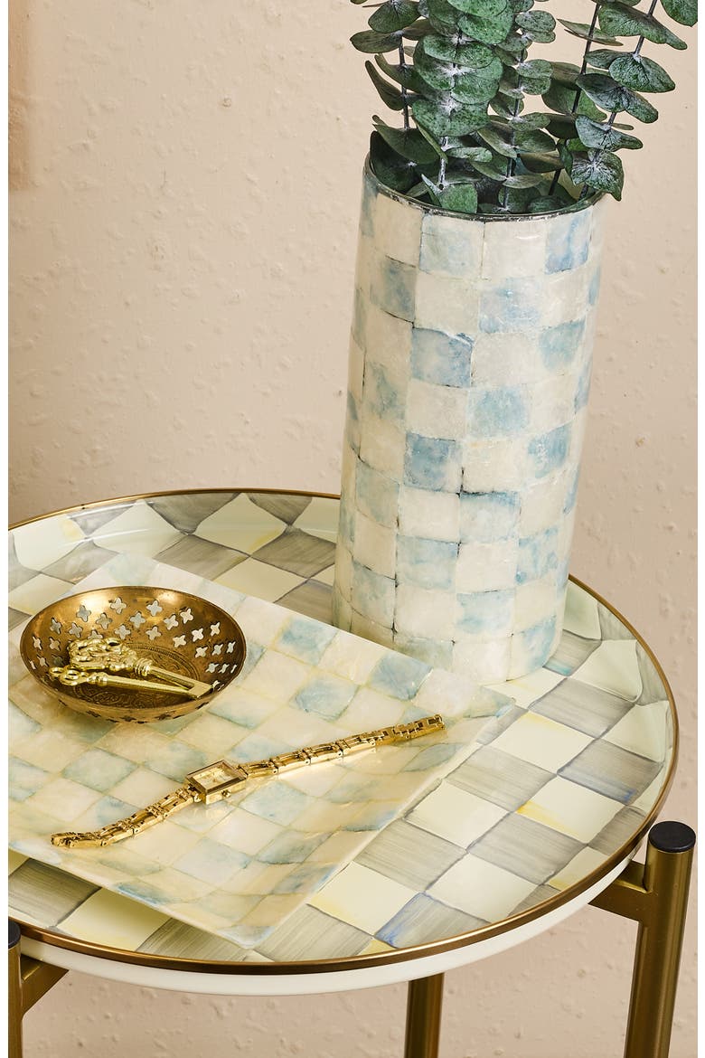 Check Capiz Small Vase, Alternate, color, BLUE