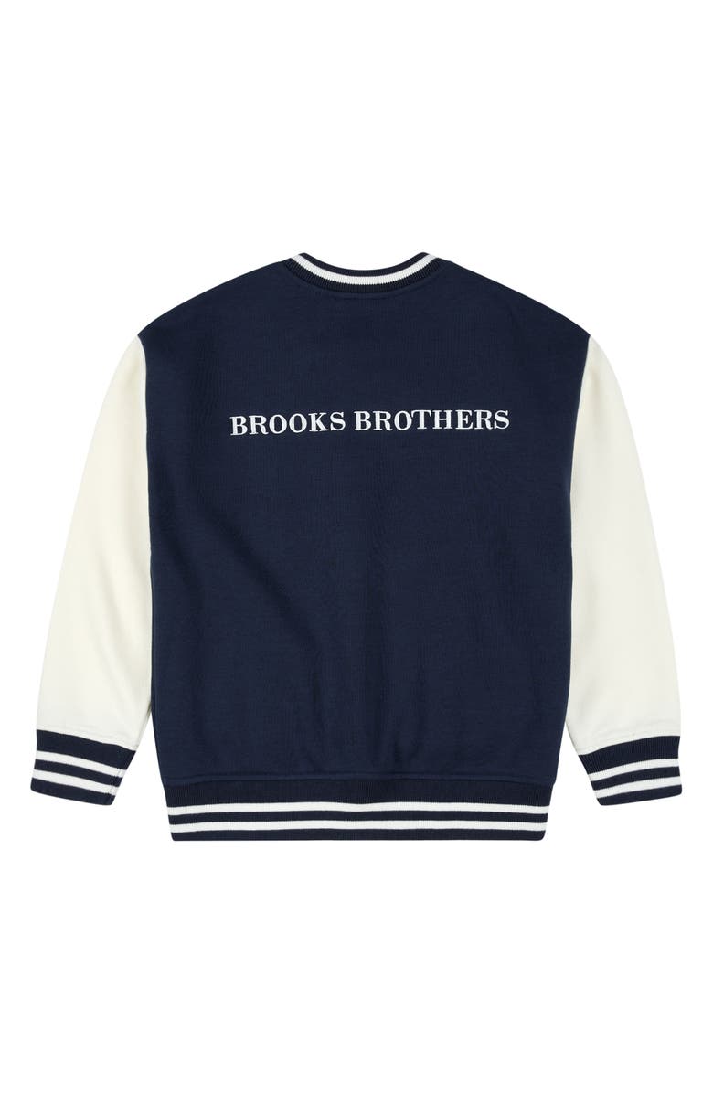 Brooks Brothers Kids' Logo Baseball Jacket, Alternate, color, Navy