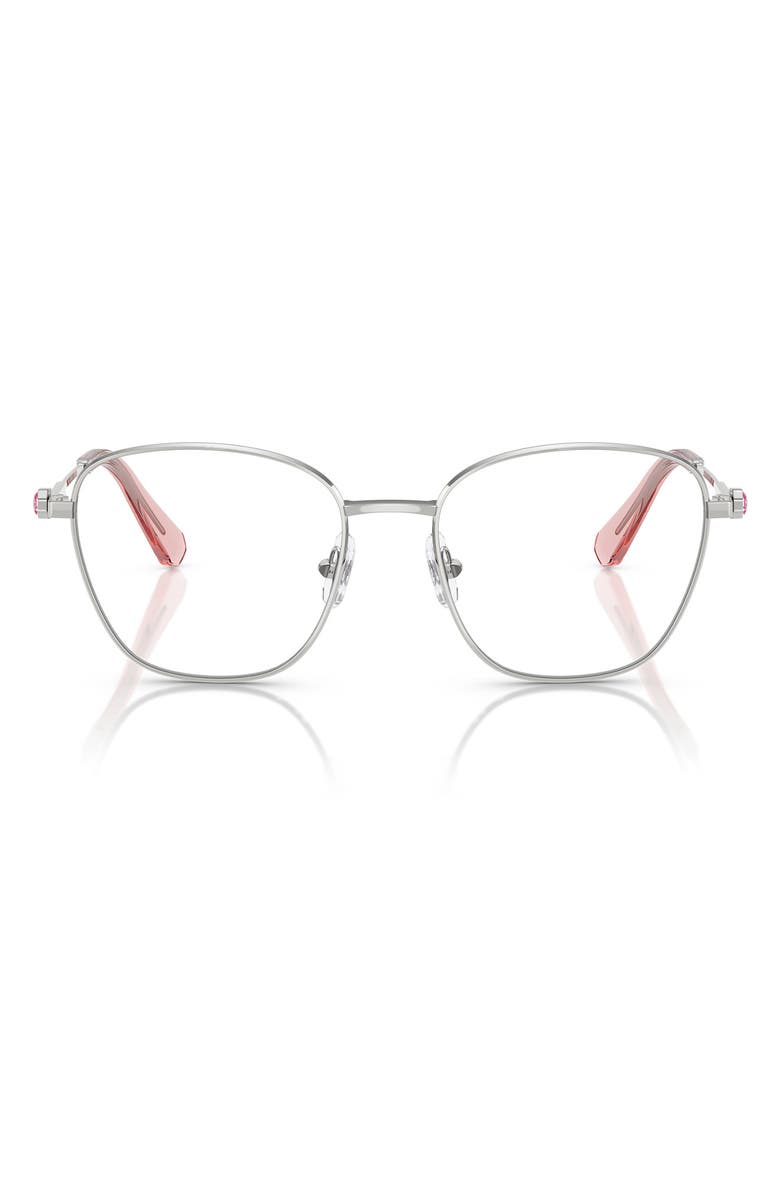 Swarovski 52mm Square Optical Glasses, Main, color, Silver