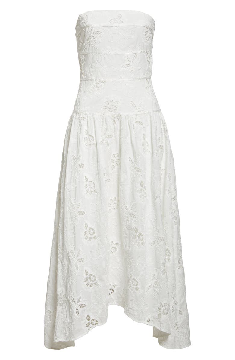 Ramy Brook Blanca Embroidered Strapless Cotton Dress, Alternate, color, 
