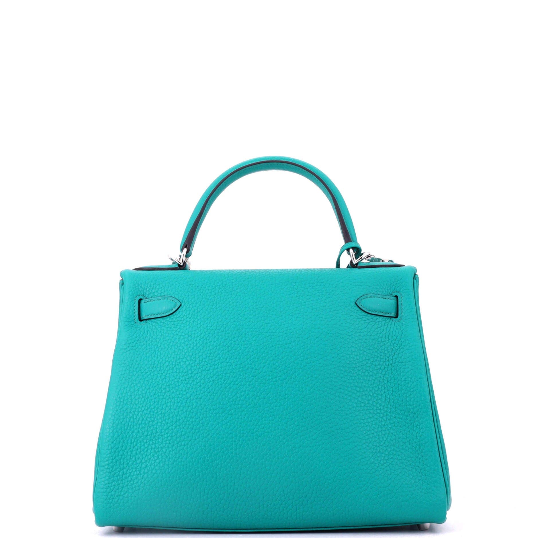 Pre-Owned Hermes Kelly Handbag Blue Clemence with Palladium Hardware 28, Alternate, color, Bleu Paon