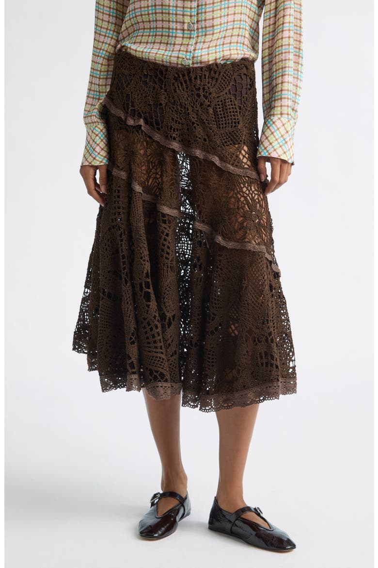 Yuka Lace Skirt, Main, color, BROWN