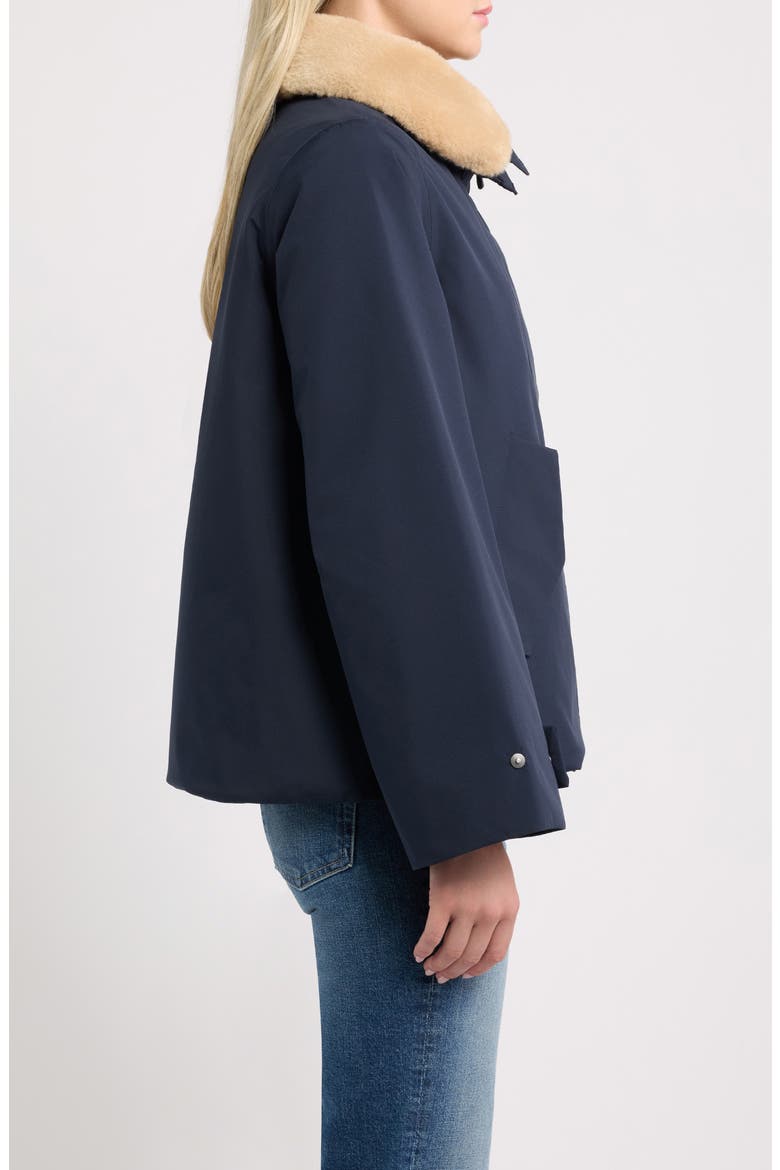 Solana Hooded Jacket with Faux Fur Collar, Alternate, color, BLUE BLACK