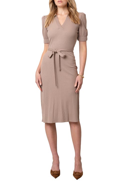 Johnny Collar Short Sleeve Ribbed Dress