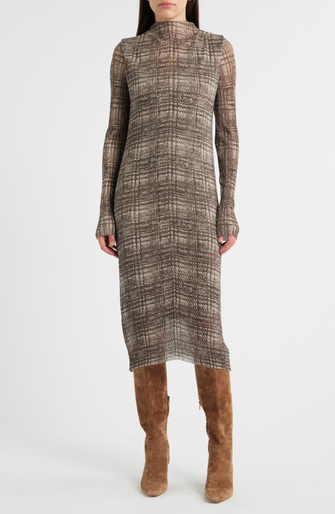 Mock Neck Long Sleeve Maxi Dress