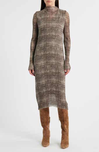 Mock Neck Long Sleeve Maxi Dress