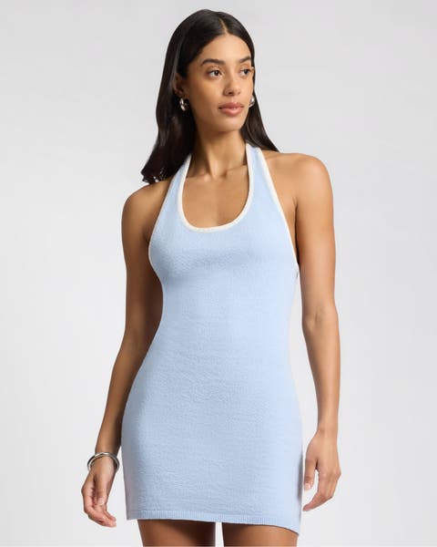 Cotton Boucle Mini Halter Dress