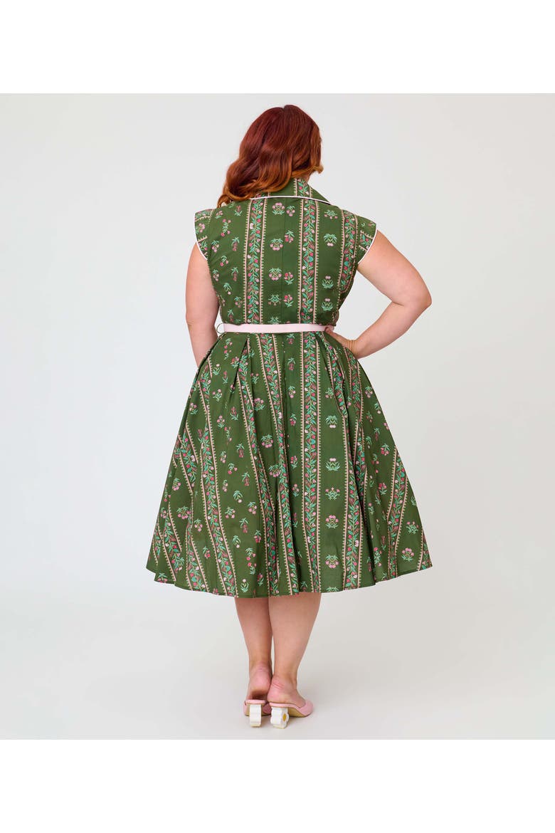 Plus Size Shirt Swing Dress, Alternate, color, Green Floral Stripe