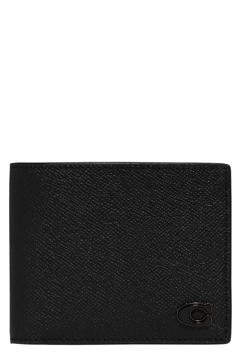 3-in-1 Leather Bifold Wallet, Main, color, BLACK