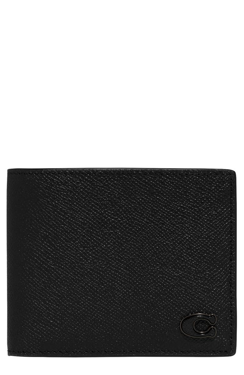 COACH 3-in-1 Leather Bifold Wallet, Main, color, Black