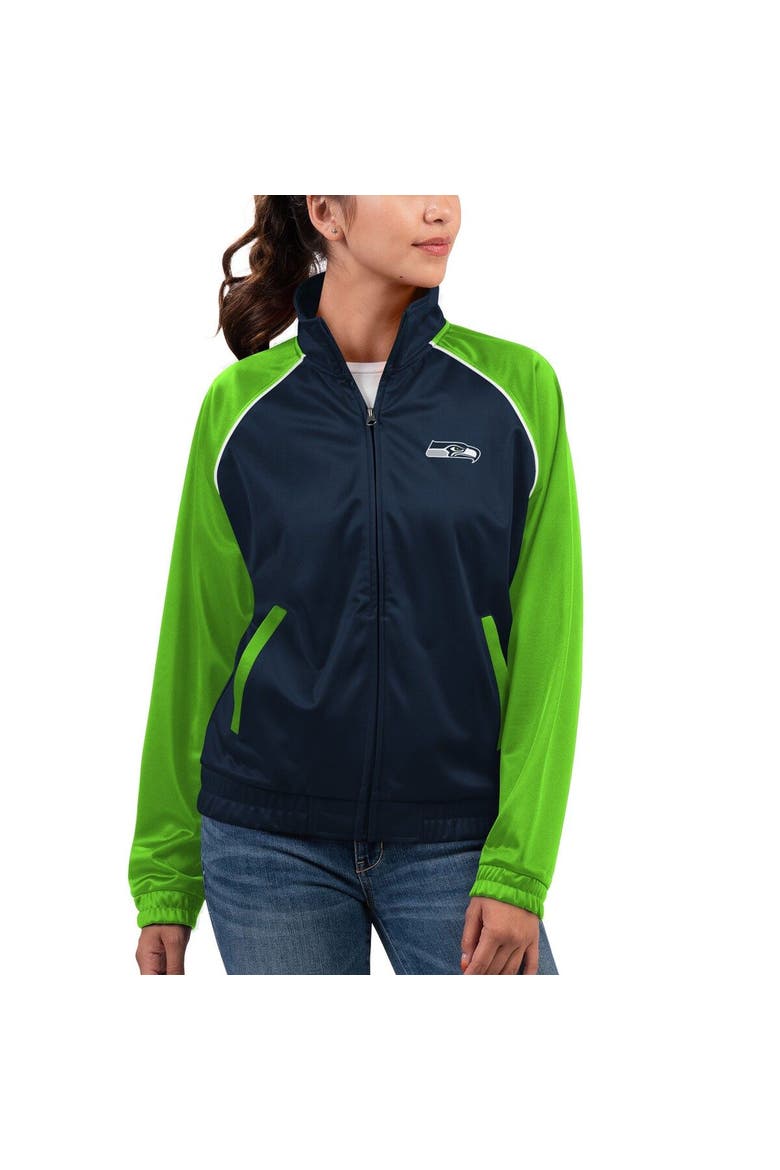 Women's G-III 4Her by Carl Banks Navy Seattle Seahawks Showup Fashion Dolman Full-Zip Track Jacket, Main, color, Navy