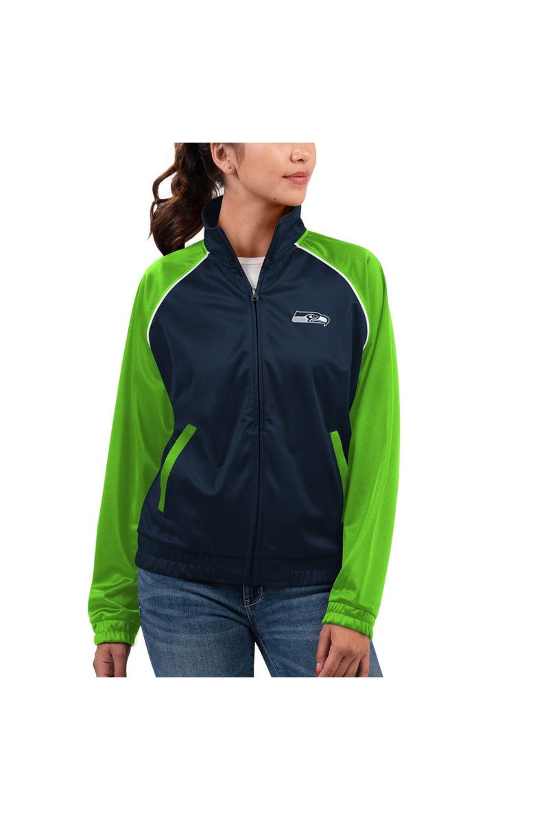 G-III 4HER BY CARL BANKS Women's G-III 4Her by Carl Banks Navy Seattle Seahawks Showup Fashion Dolman Full-Zip Track Jacket, Main, color,