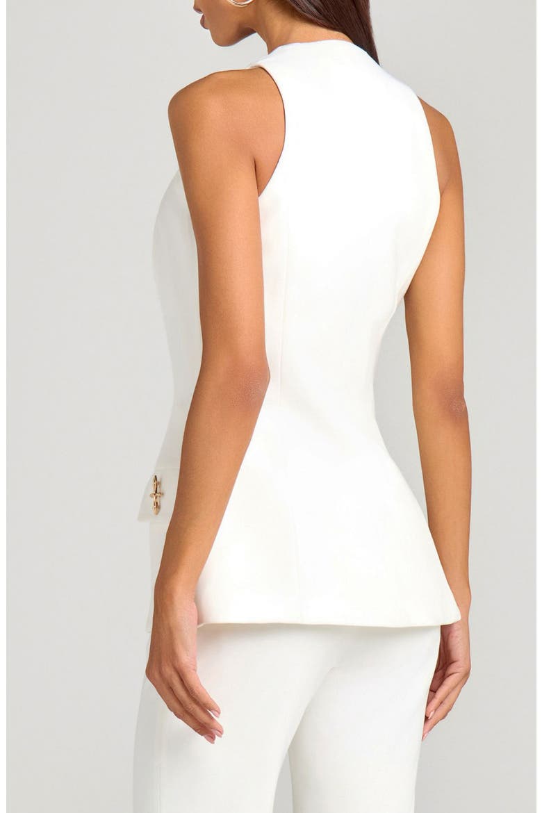 Zoe Novelty Button Long Vest, Alternate, color, WHITE