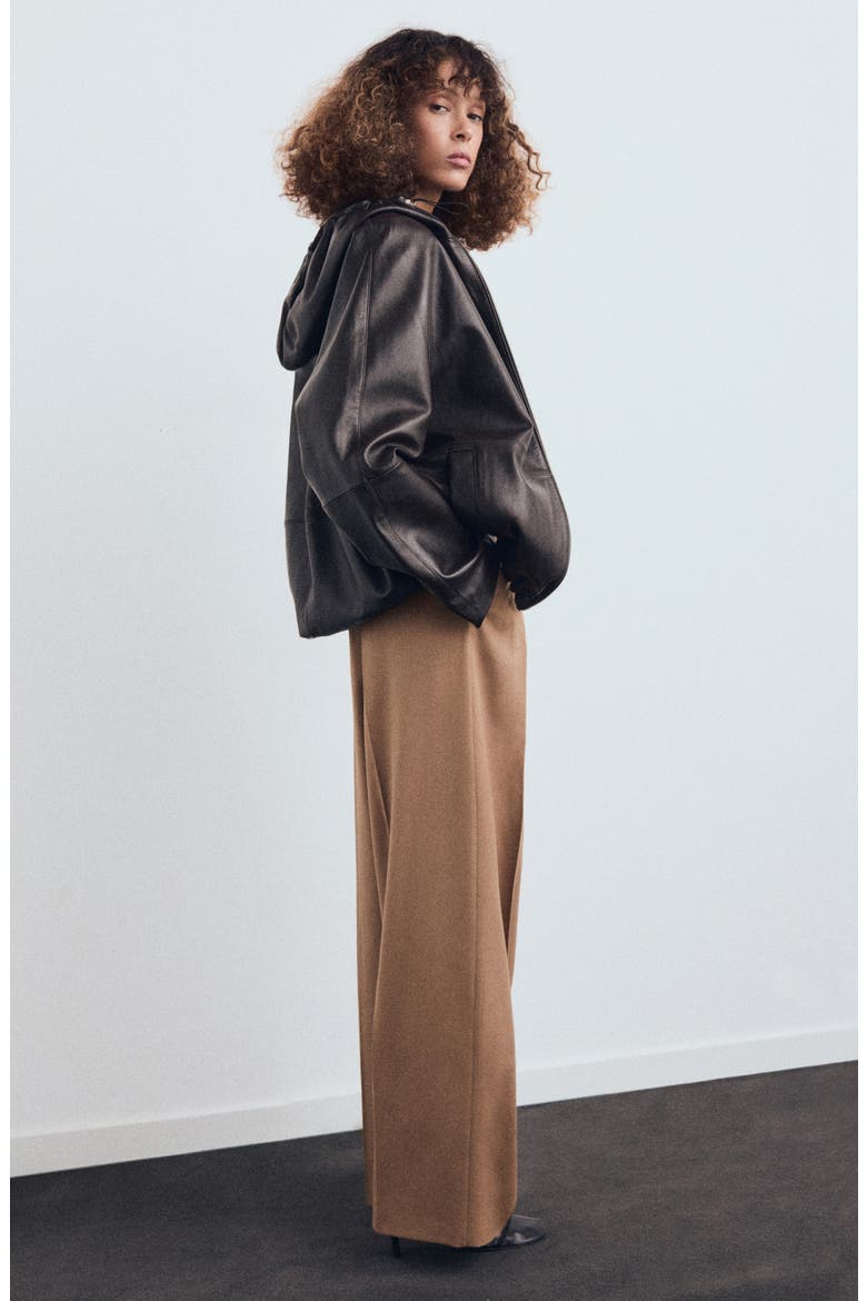 Pleated Straight Leg Pants, Alternate, color, MEDIUM BROWN