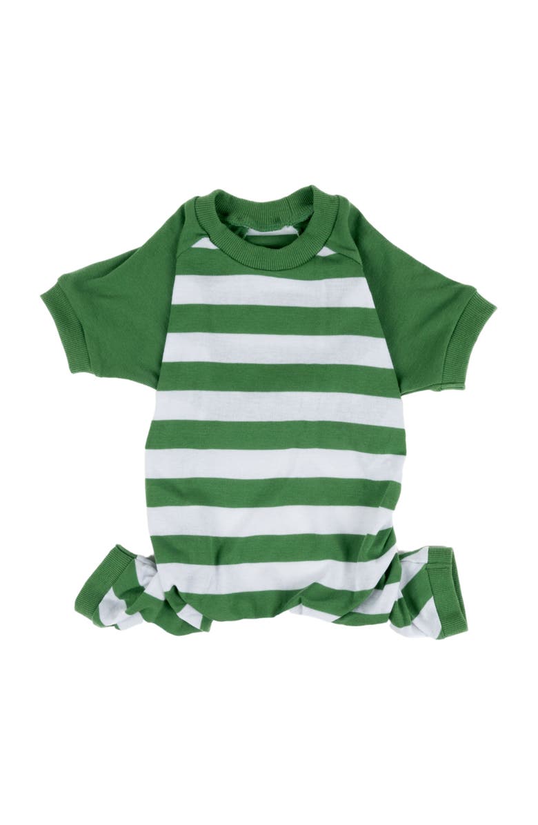 Leveret Dog Cotton Striped Matching Family Holiday Pajamas, Alternate, color, Green
White