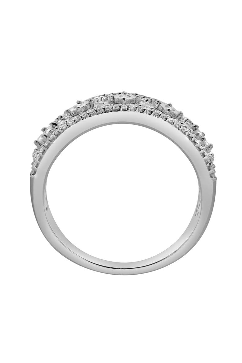 Xeno 14K Gold Round Diamond Studded Textured Band Ring - 0.24cts, Alternate, color, 14K White Gold
