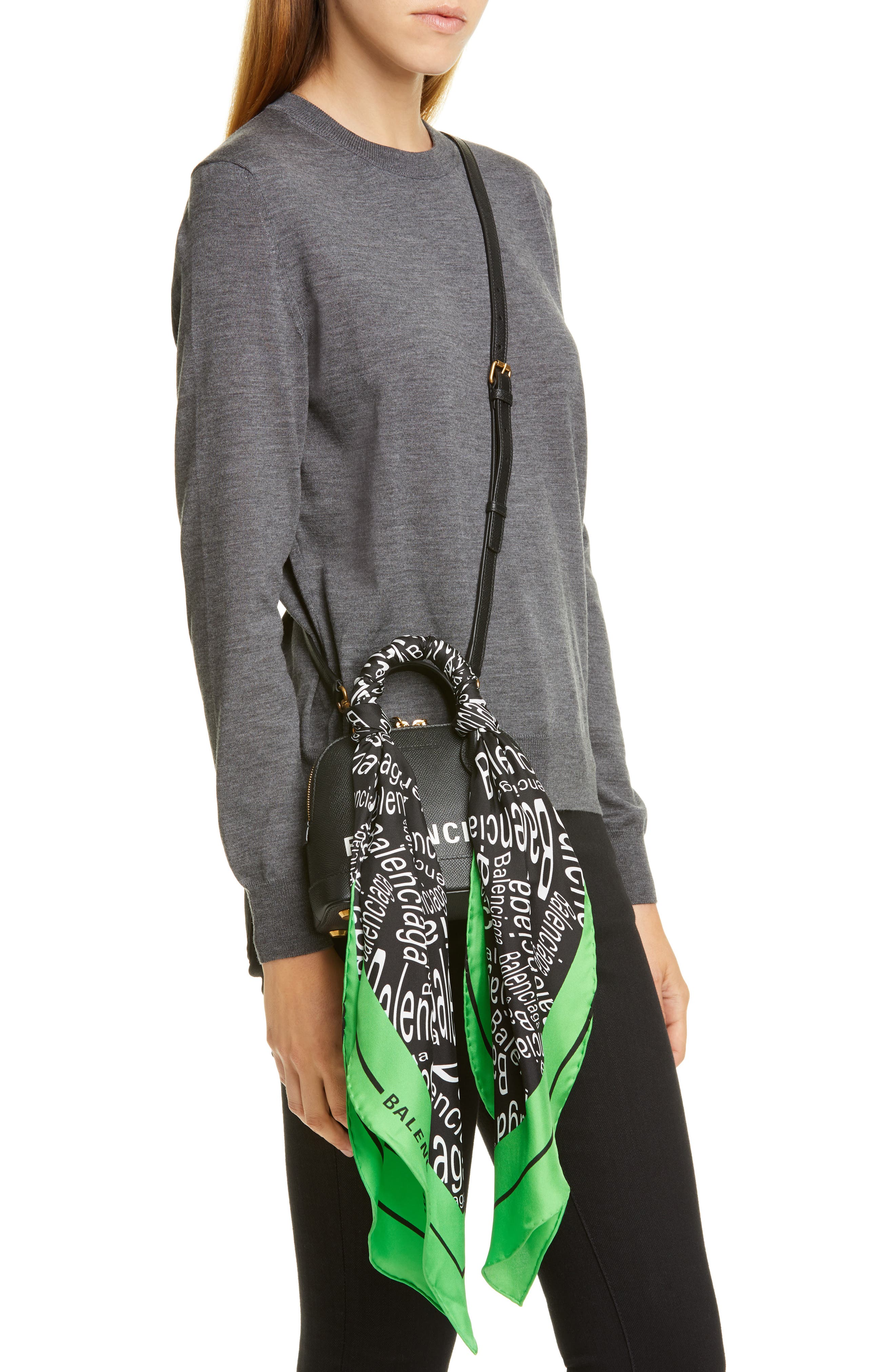 Balenciaga Extra Extra Small Ville Scarf Handle Leather Satchel, Alternate, color, 