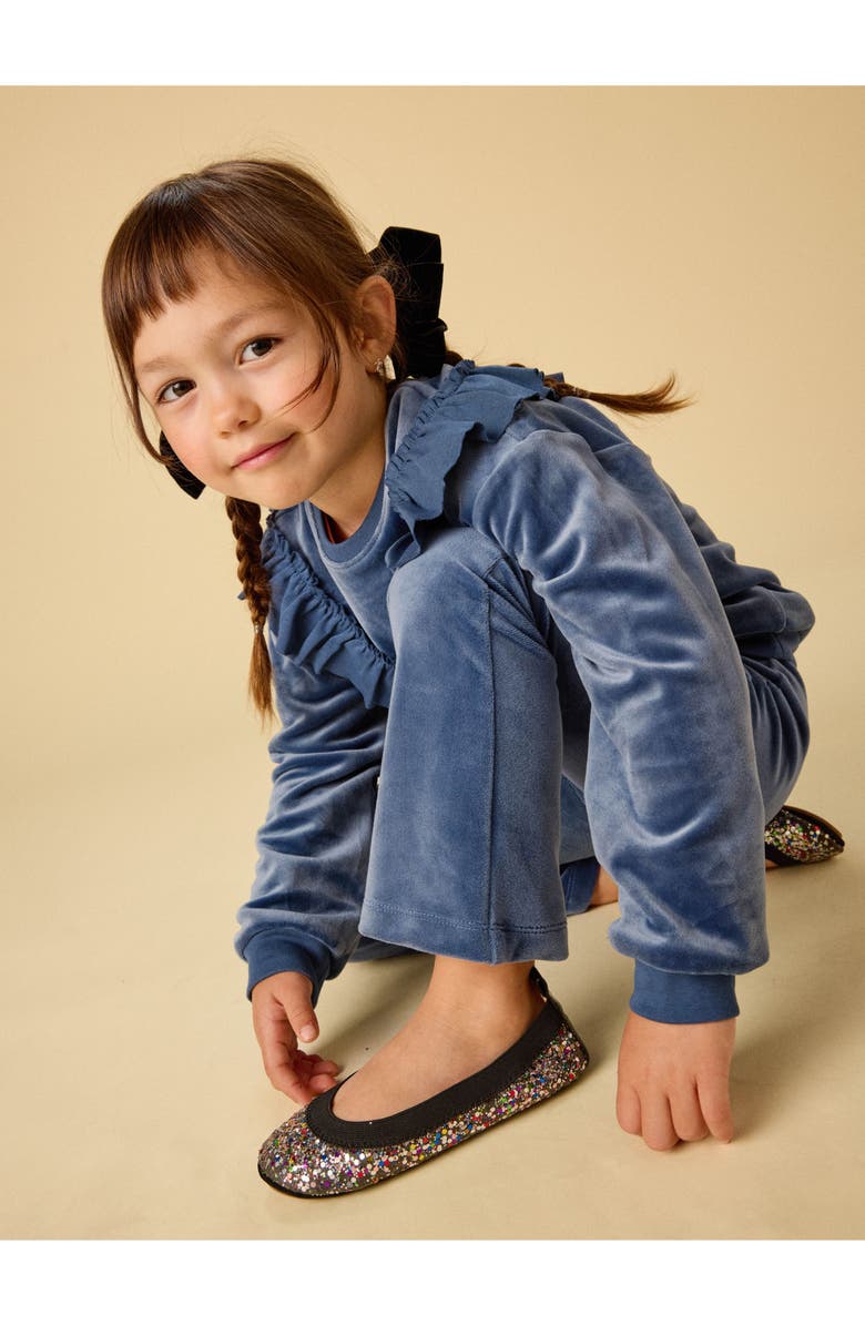 Tea Collection Velour Ruffle Tunic Top, Alternate, color, Naval Blue