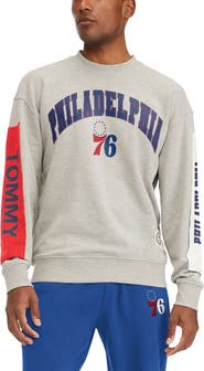 TOMMY JEANS Men's Tommy Jeans Gray Philadelphia 76ers James Patch Pullover Sweatshirt