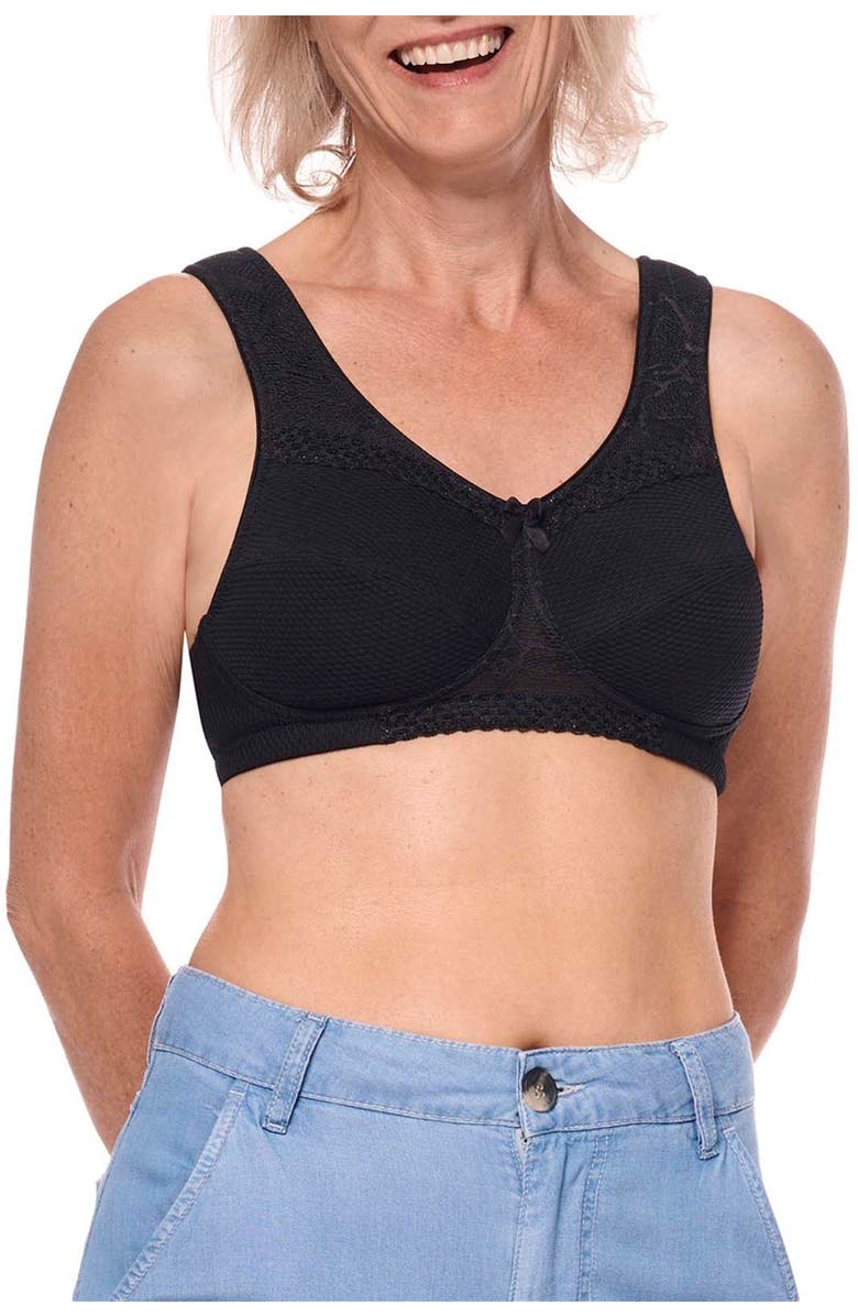 Amoena Leslie Wire-Free Bra, Main, color, Black