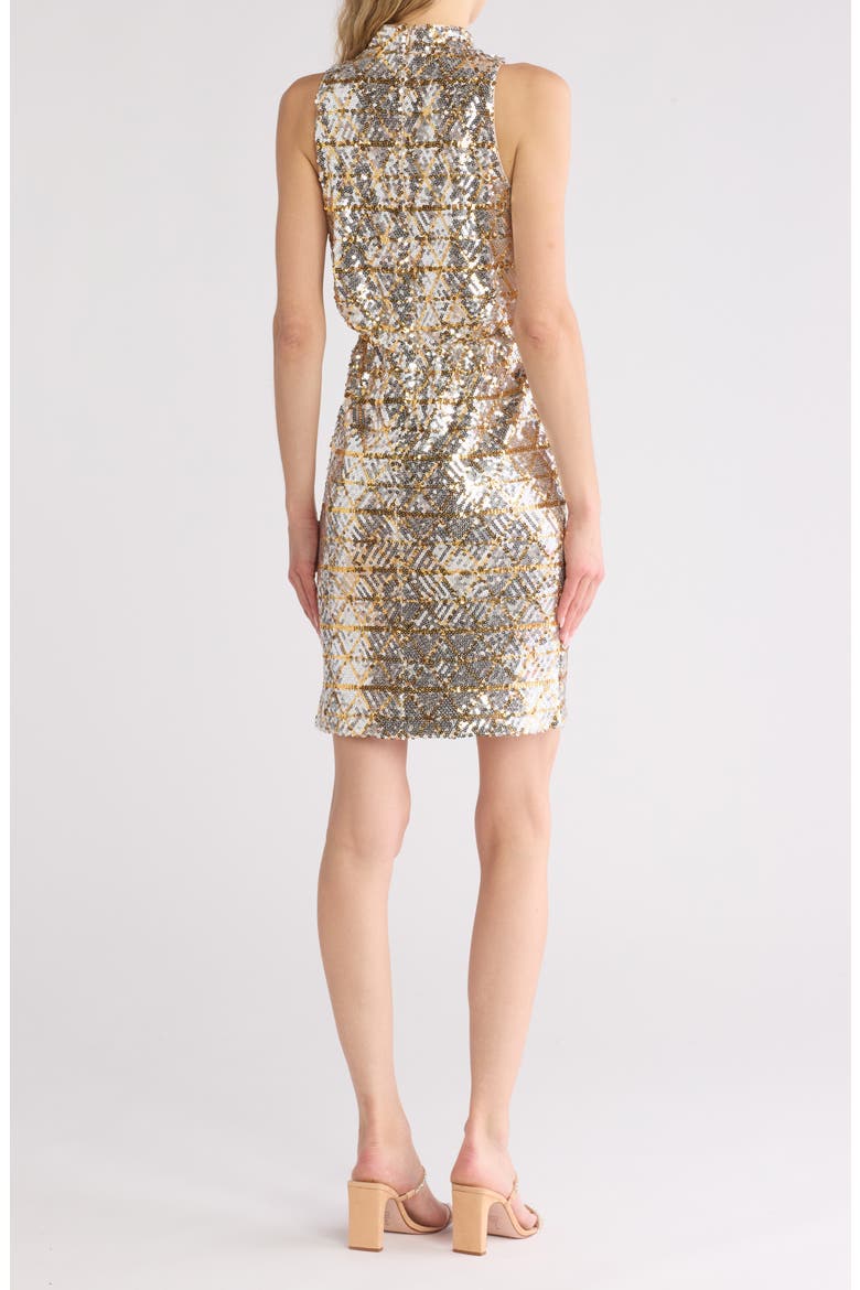 Eliza J Sequin Mock Neck Tiered Dress (Women)