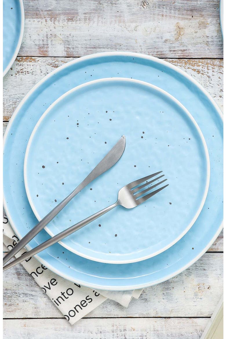 Elena Stoneware 4-Piece Dinner Plate Set, Alternate, color, Blue