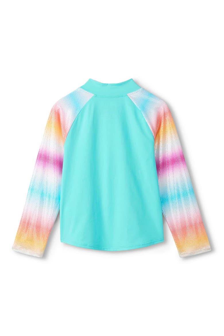Kids' Turquoise Shimmer Long Sleeve Two-Piece Rashguard, Alternate, color, TURQUOISE