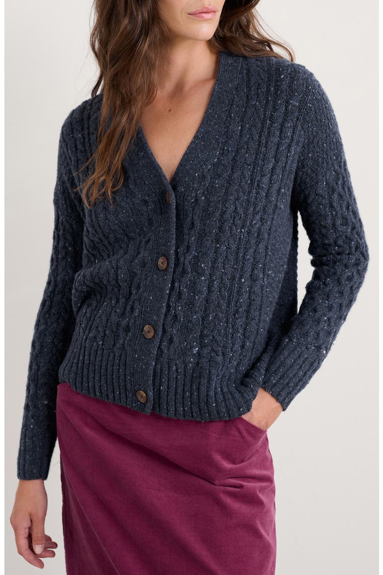 Newlyn Merino Wool Blend Cardigan, Main, color, KNIT MELANGE MARITIME