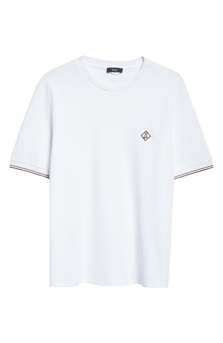 Herno Tipped Logo Embroidered Cotton Piqué T-Shirt, Alternate, color, 