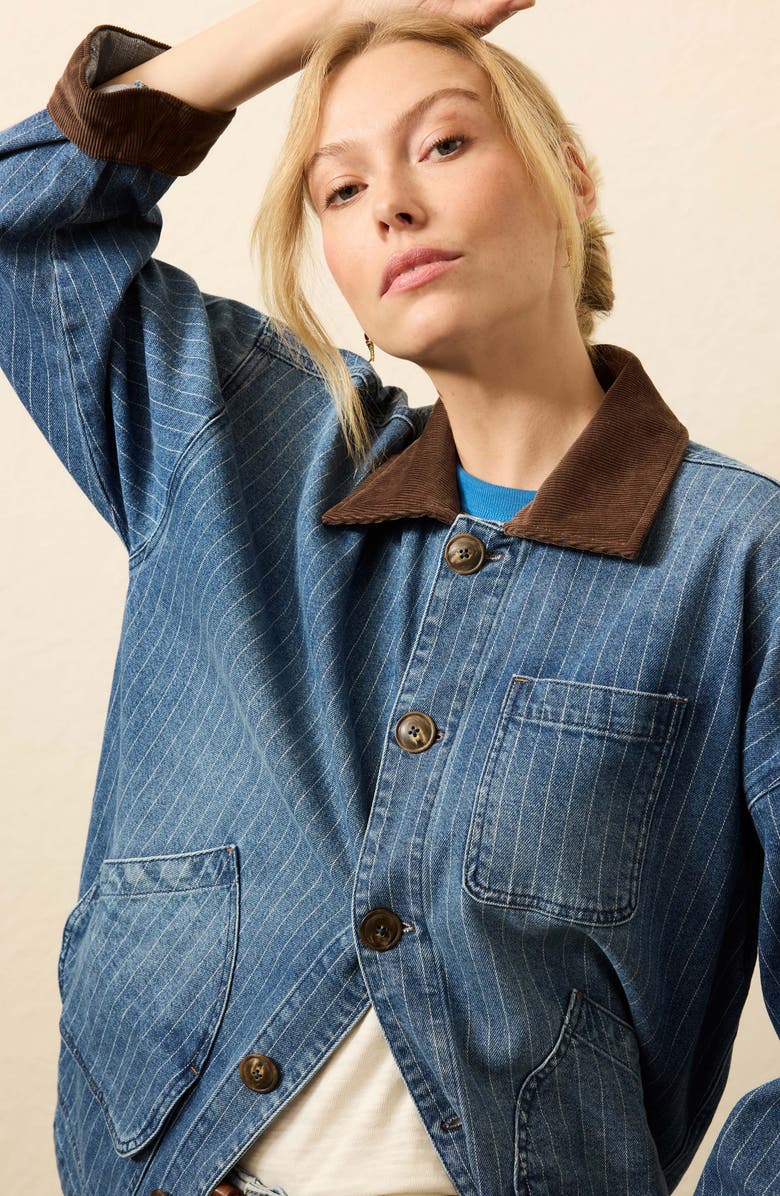 Faherty Sunwashed Denim Barn Jacket, Alternate, color, Dusk Stripe Wash