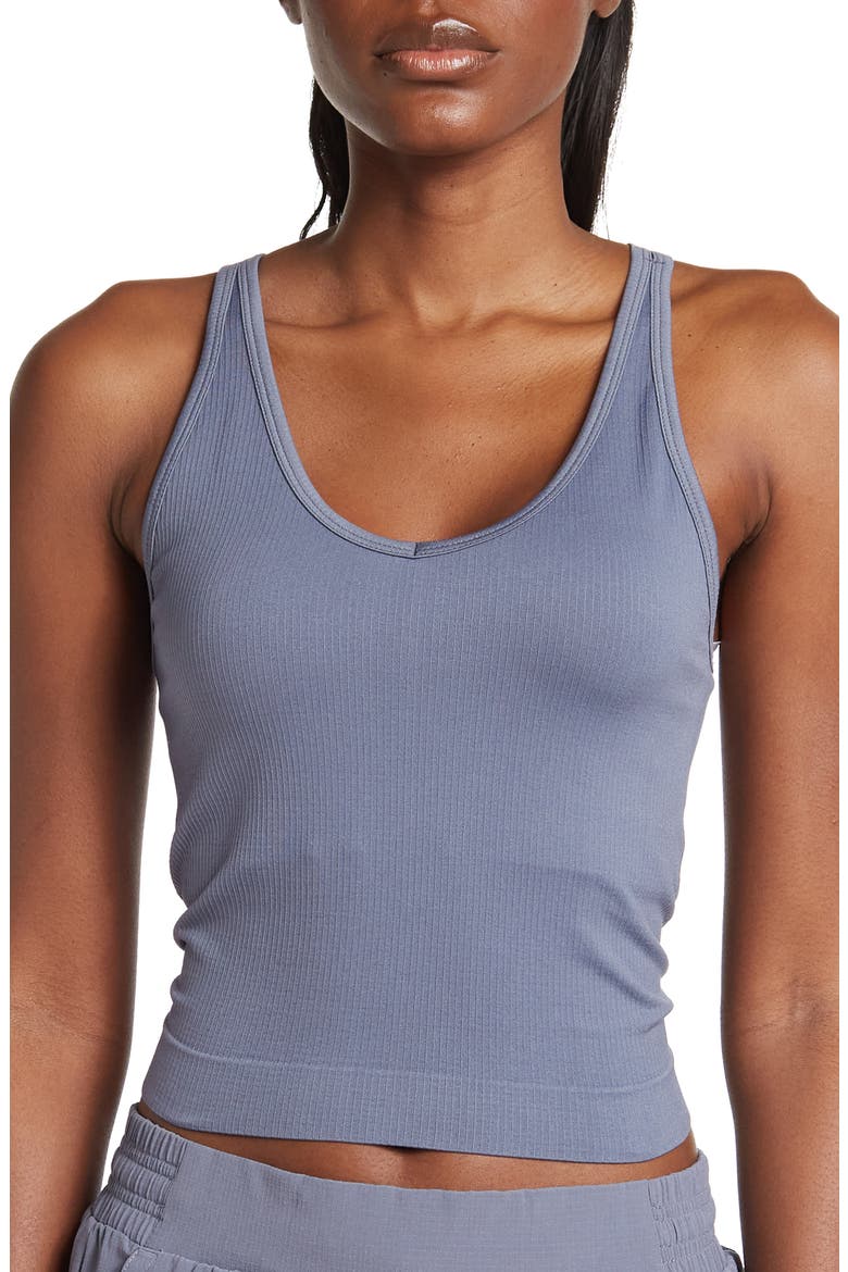 Tempo Longline Shelf Bra Tank Top, Main, color, GREY FOLKSTONE