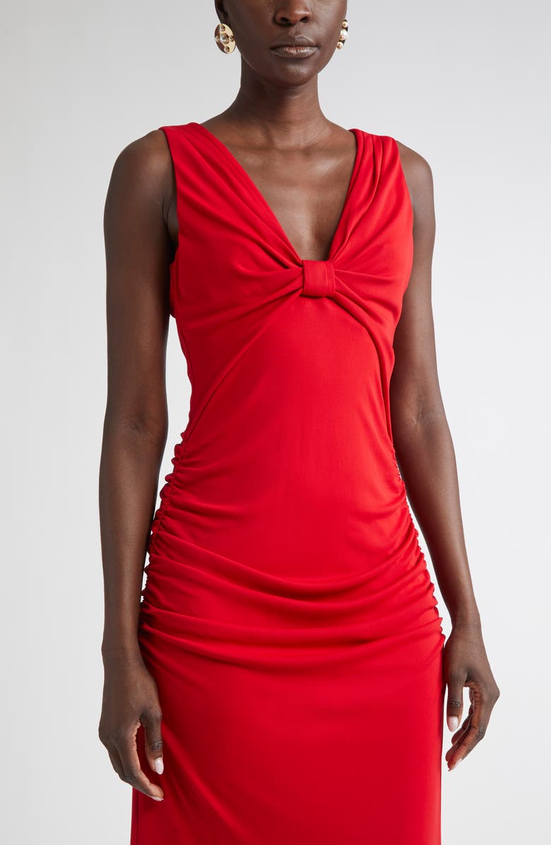 Carolina Herrera Ruched Jersey Column Dress, Alternate, color, Herrera Red