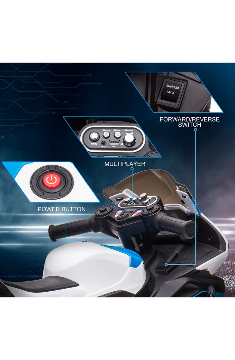 Aosom Licensed BMW HP4 Kids Electric Motorcycle, 3-Wheel, 6V, Music, Alternate, color, Blue