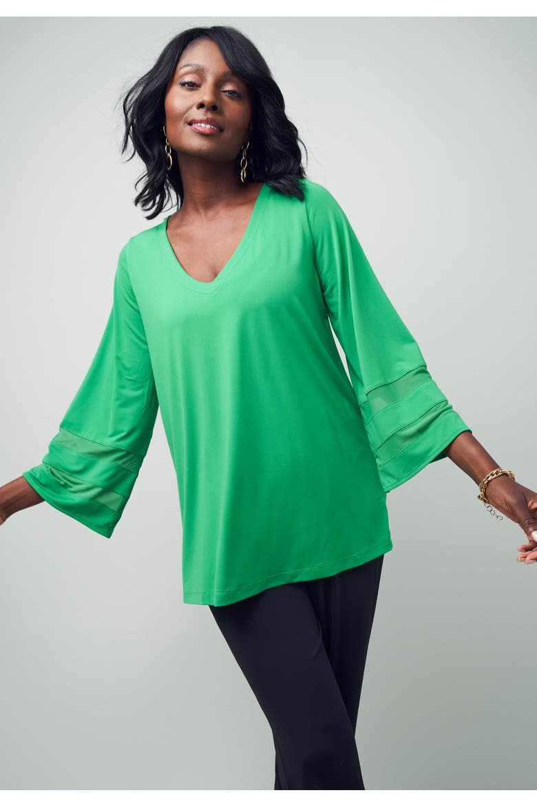Stretch Knit Mesh Inset Sleeve Tunic, Alternate, color, AZURE MIST