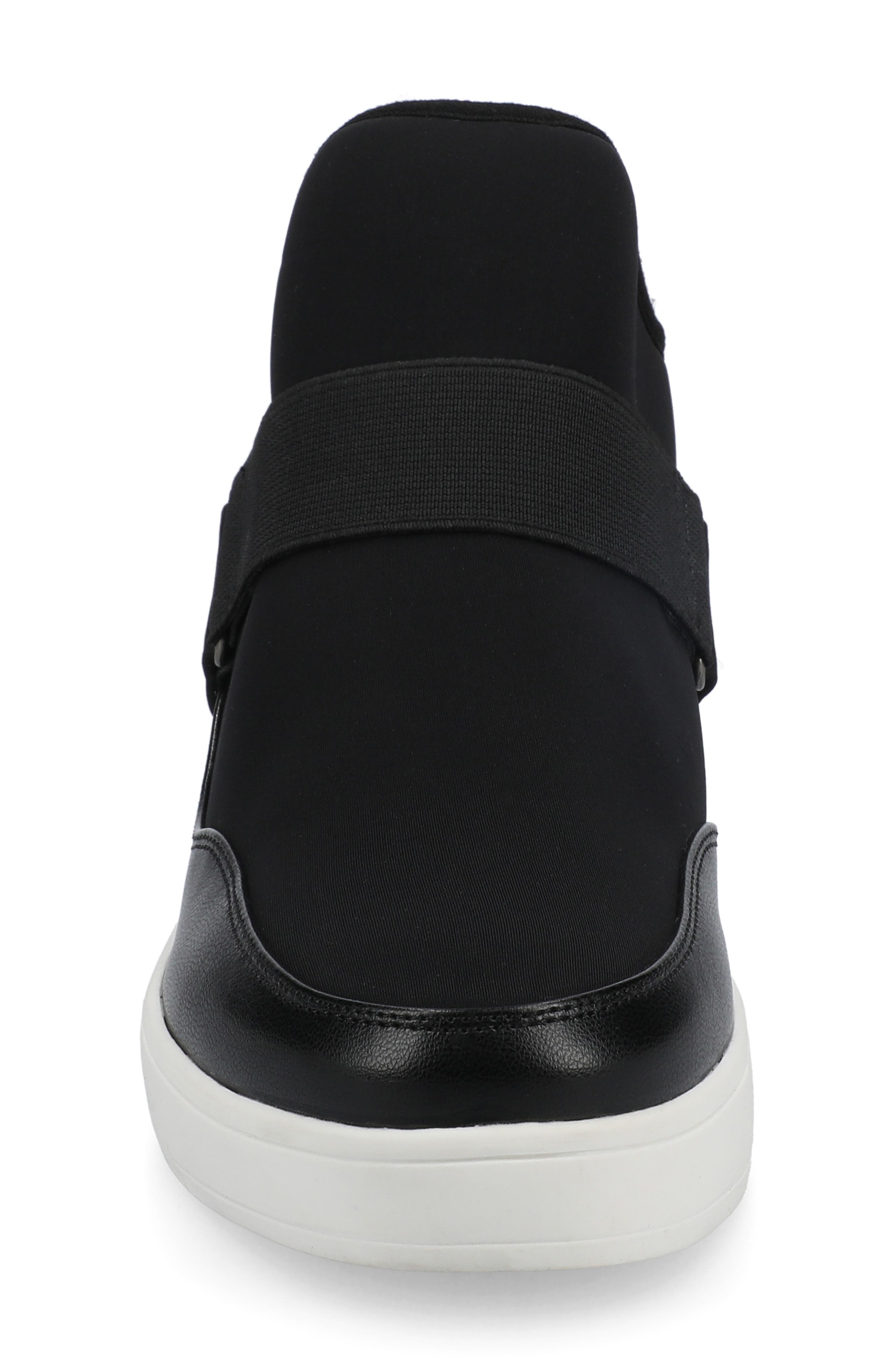 Journee Collection Damari Stretch Wedge Sneaker, Alternate, color, Black