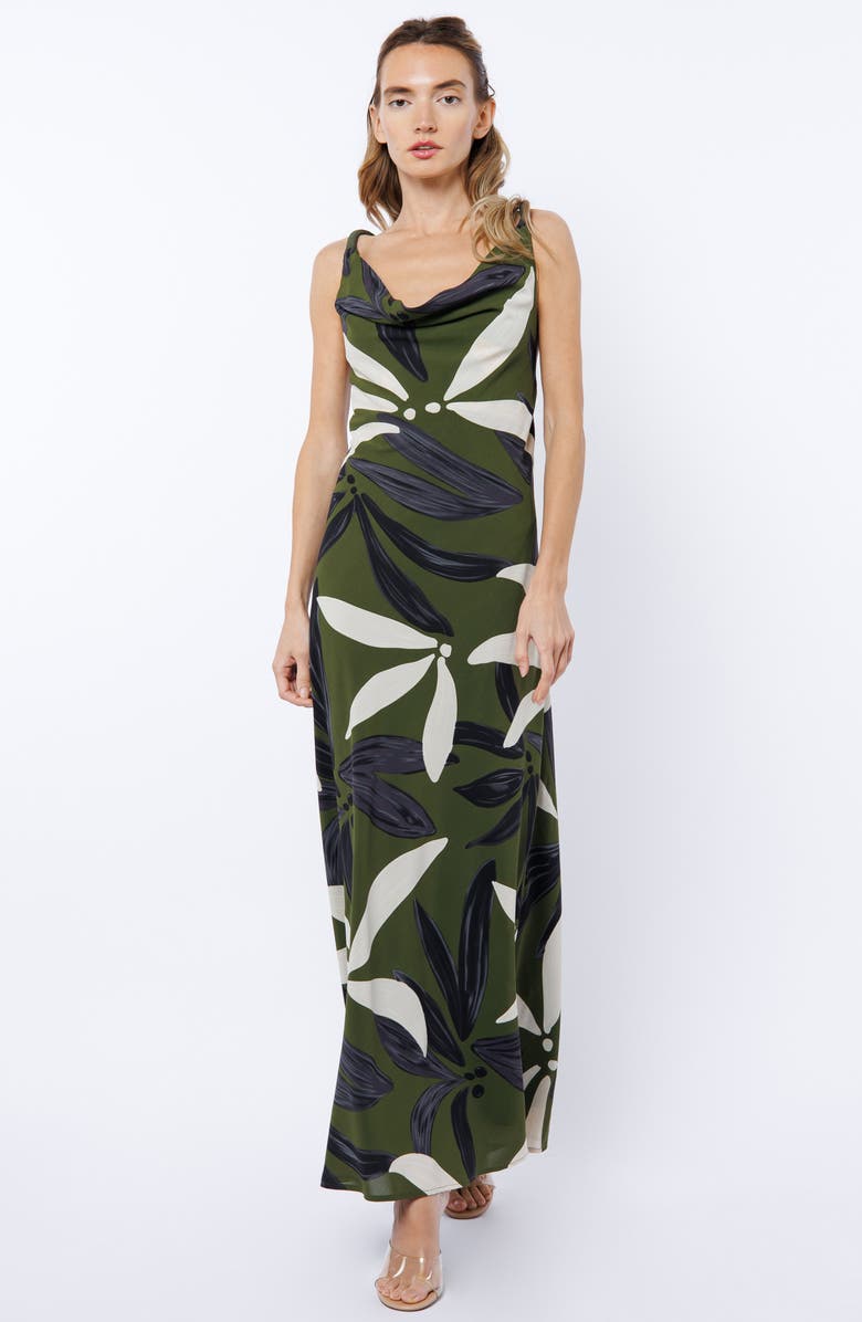 CIEBON Charrisse Abstract Floral Print Maxi Dress, Alternate, color, Green Multi