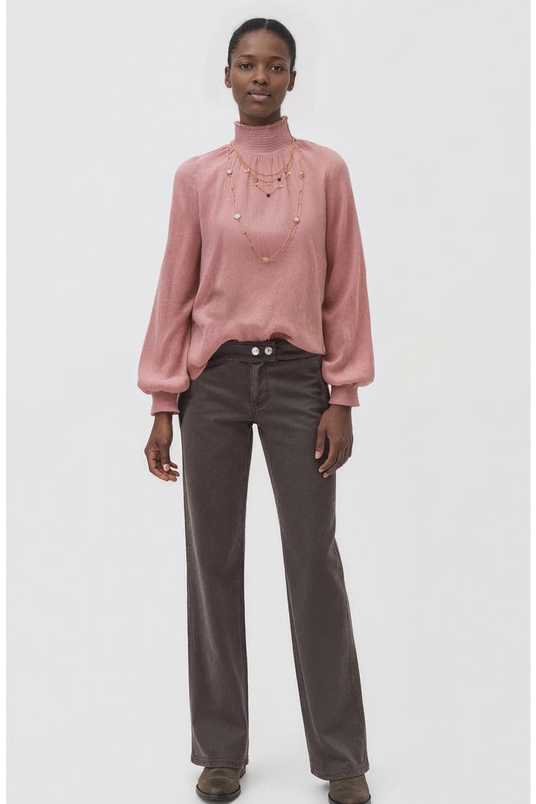 Mock Neck Blouse with Layered Embellishments, Alternate, color, LIGHT/ PASTEL PURPLE