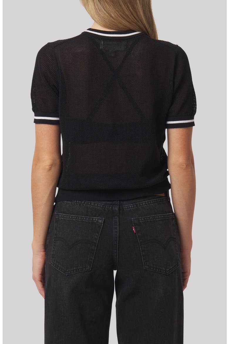 Sydney Cotton Mesh Golf T-Shirt, Alternate, color, BLACK WHITE