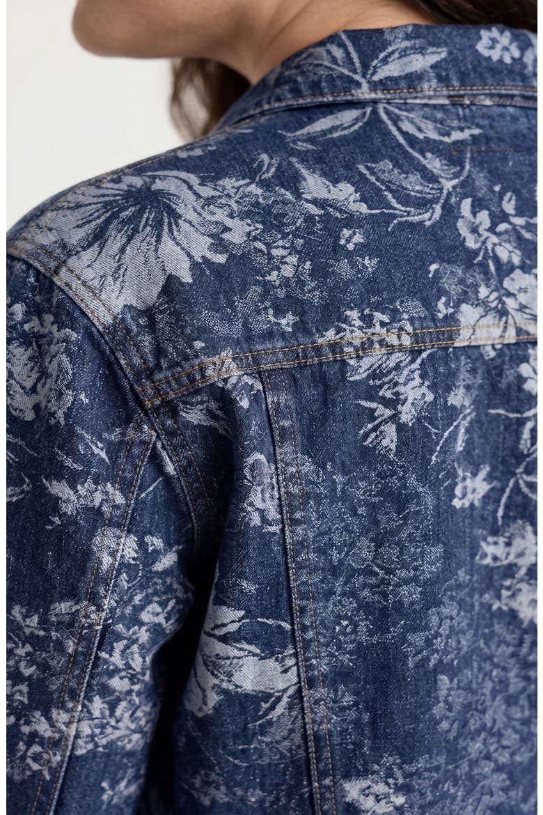 Floral Jacquard Denim Trucker Jacket, Alternate, color, LAPIS GROVE
