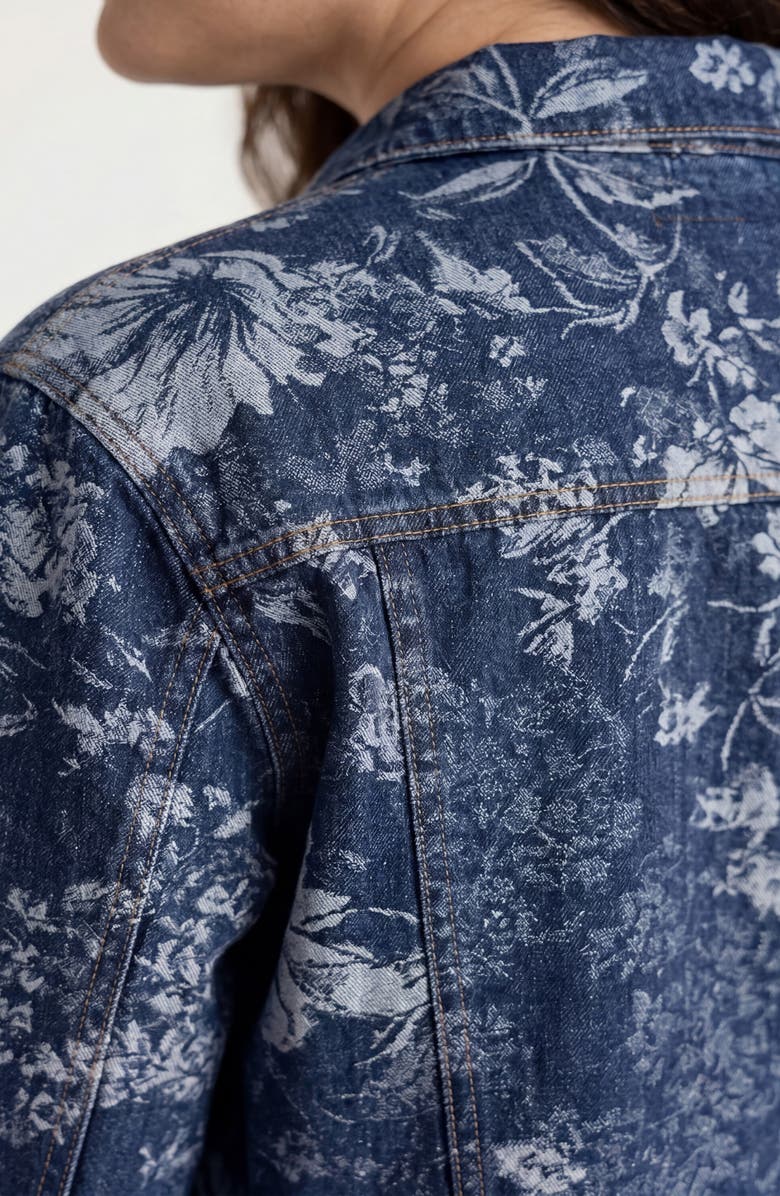 Liverpool Los Angeles Floral Jacquard Denim Trucker Jacket, Alternate, color, Lapis Grove