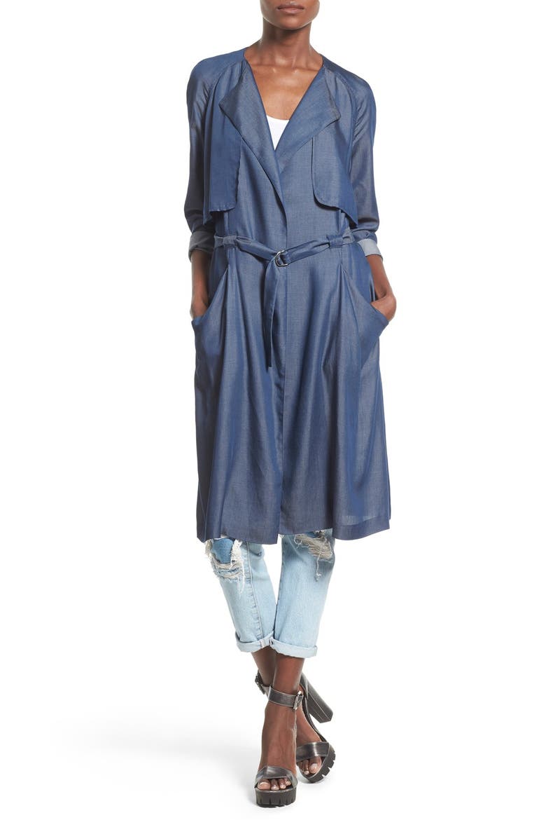 ASTR 'Amy' Trench Coat, Alternate, color, INDIGO BLUE