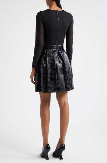 Alice and Olivia Leather Trim newest Dress